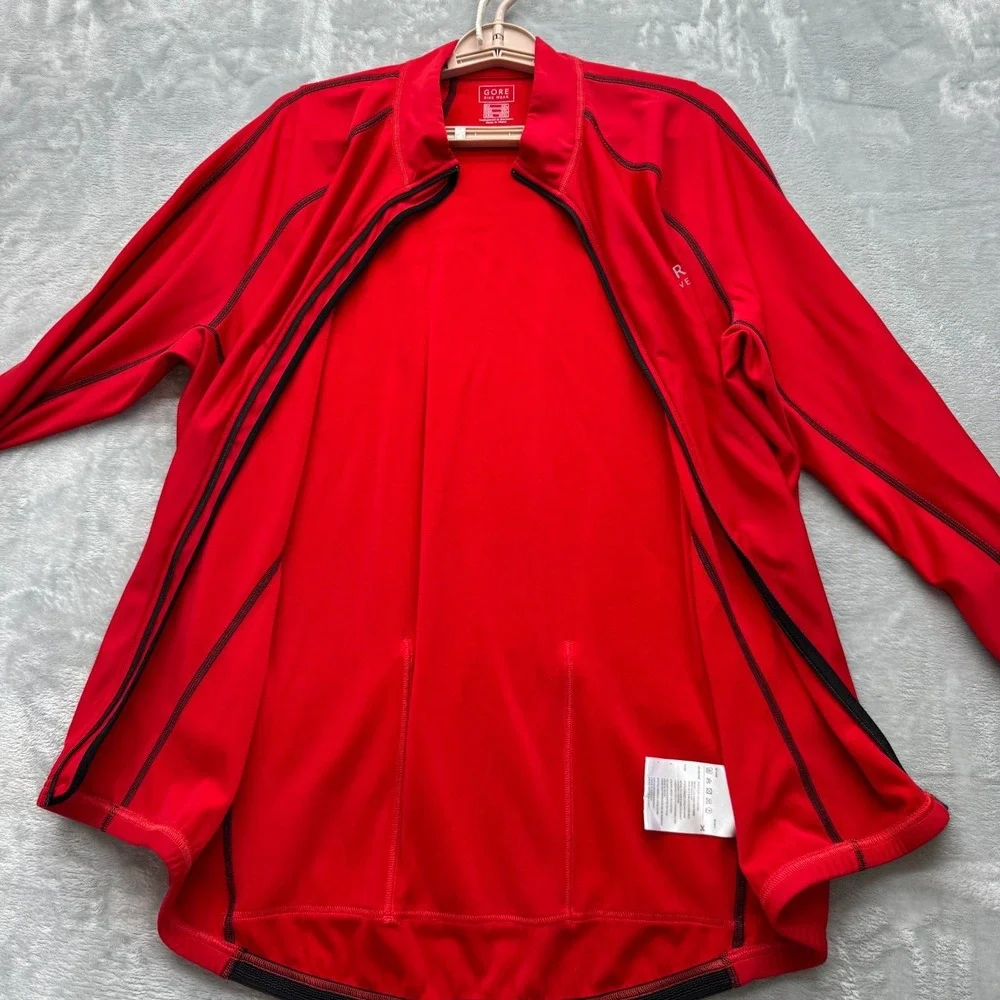 Gore Bike Waer Jacket Men 2XL Red Soft Shell Long Sleeve Full Zip Cycling Bike